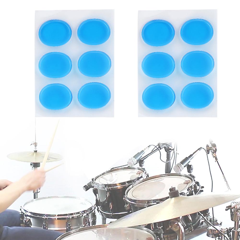 12pcs Drum Damper Silencer Percussion Instrument Accessories Silicone Self-adhesive Blue