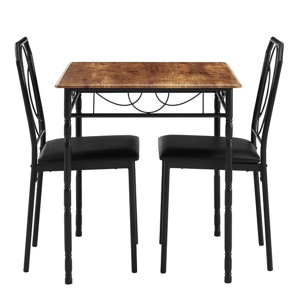 3-Piece Dining Table Set with 2 Chairs for Home Kitchen Breakfast Nook