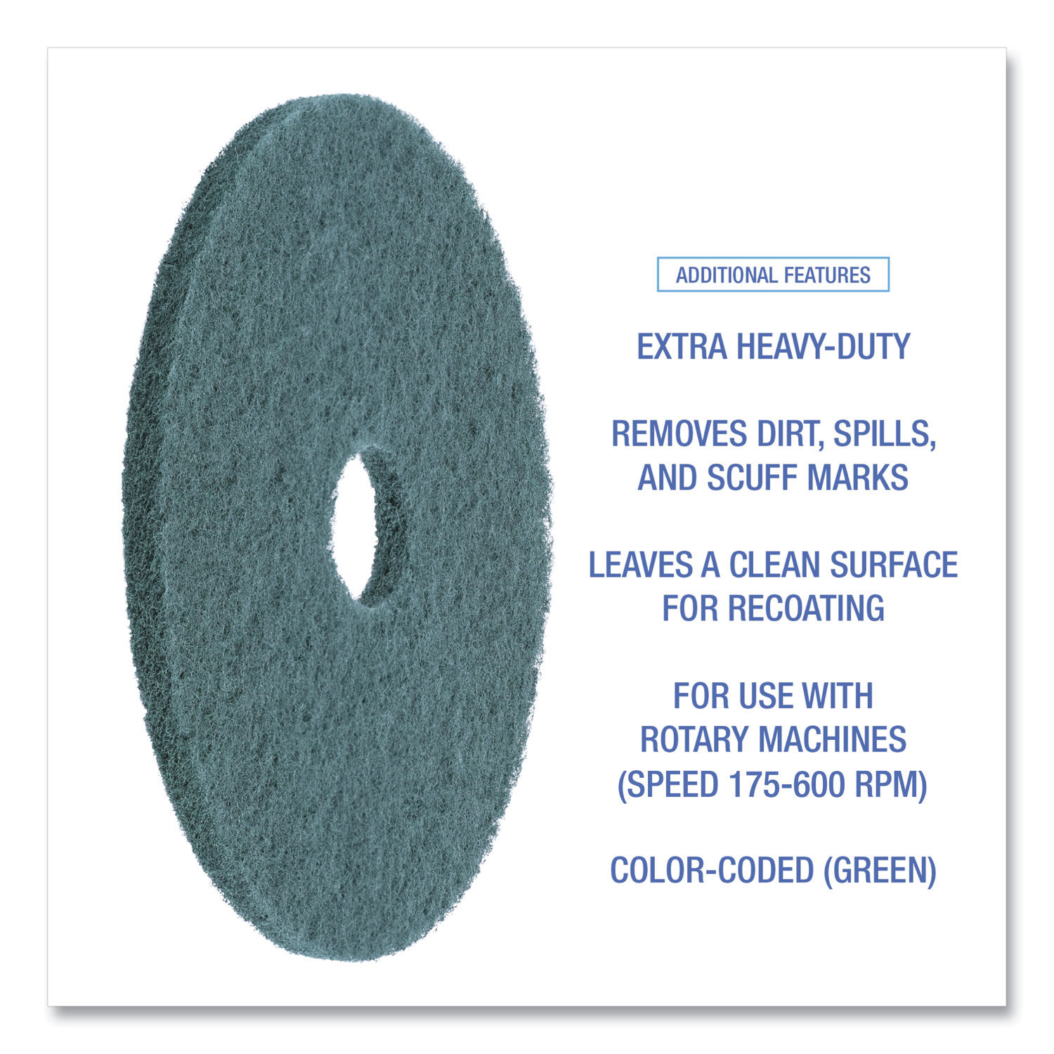 Heavy-Duty Scrubbing Floor Pads by Boardwalkandreg; BWK4019GRE