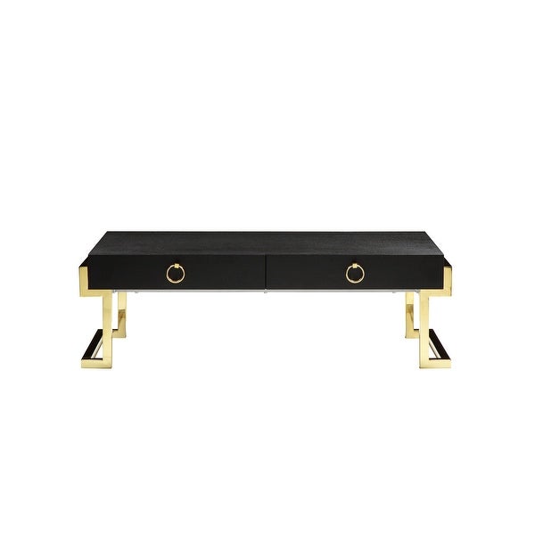 Julia Coffee Table in Black Ash Veneer and Gold.