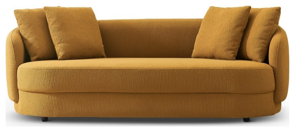 Perten Japandi Mid Century  Living Room Dark Yellow Fabric Sofa   Contemporary   Sofas   by Homesquare  Houzz