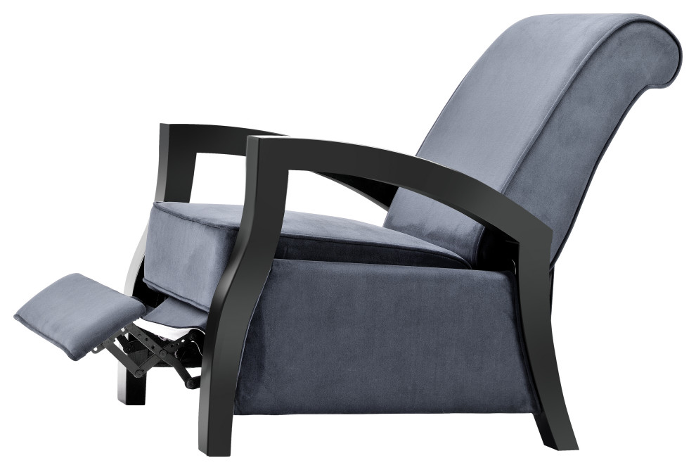 Artiva USA Java Black Premium Gray Microvelvet Recliner  Gray   Transitional   Recliner Chairs   by Artiva  Houzz