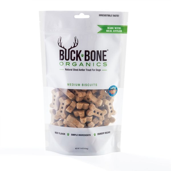 Buck Bone Organics Medium Antler Biscuits Dog Treats， 16-oz bag