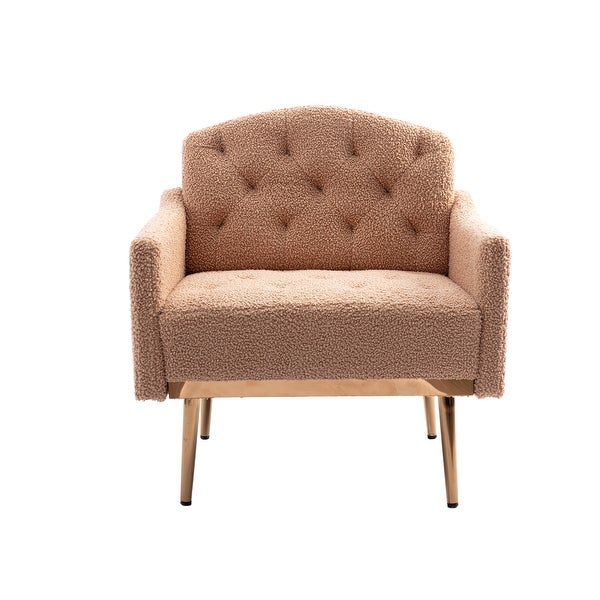 Chic European Style Leisure Accent Chair with Rose Golden Feet and Tapered Legs and Velvet Fabric Upholste for Livingroom