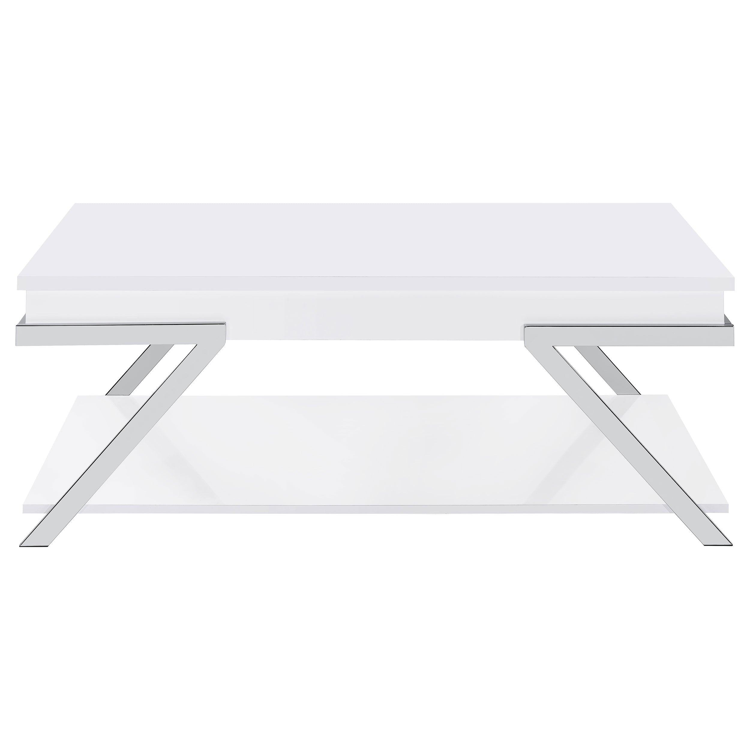 Marcia Wood Rectangular Lift Top Coffee Table White High Gloss And Chrome-708158