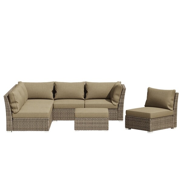 Corvus Oreanne 7piece Patio Rattan Sectional Conversation Set