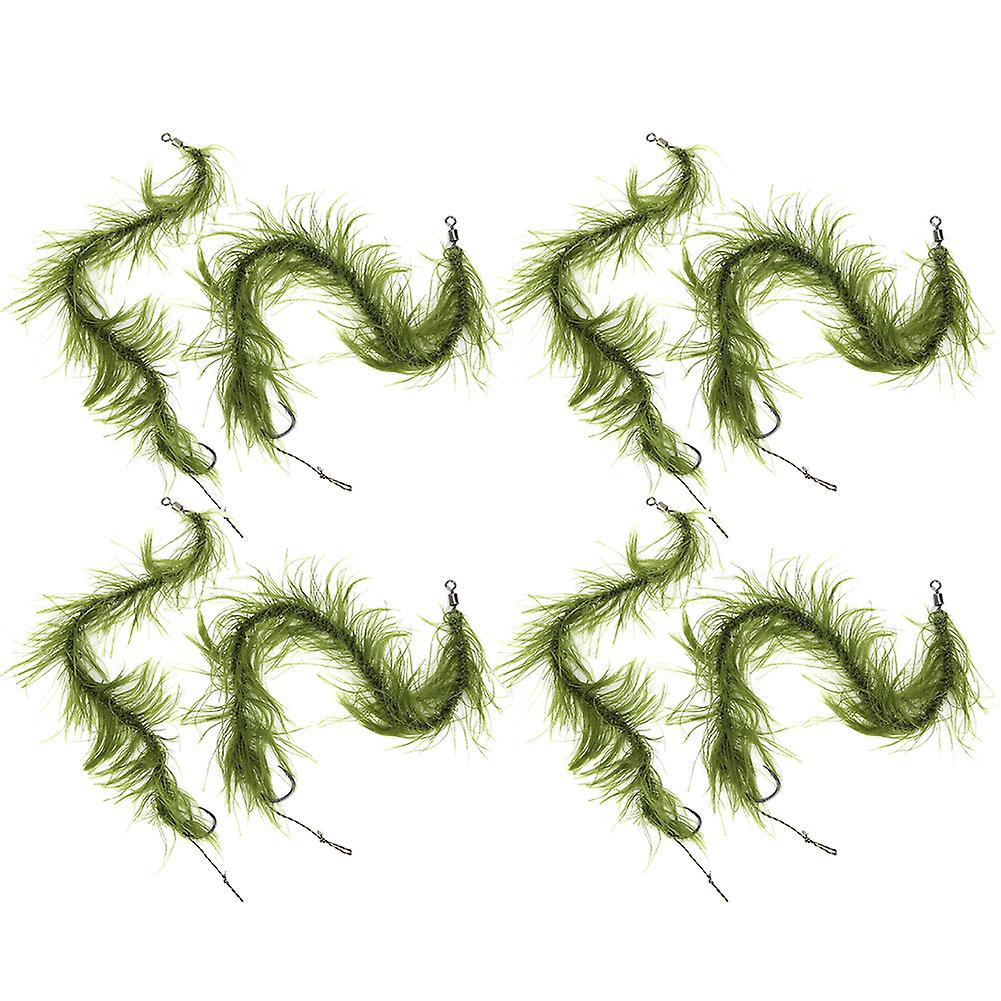 8pcs Carp Fishing Tied Hair Rigs Nylon Green Grass Line Combination Barbed Hooks2#