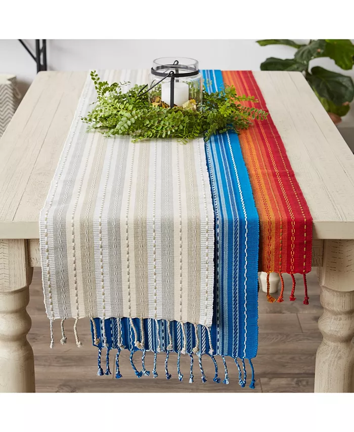 Design Imports Stripe with Fringe Table Runner