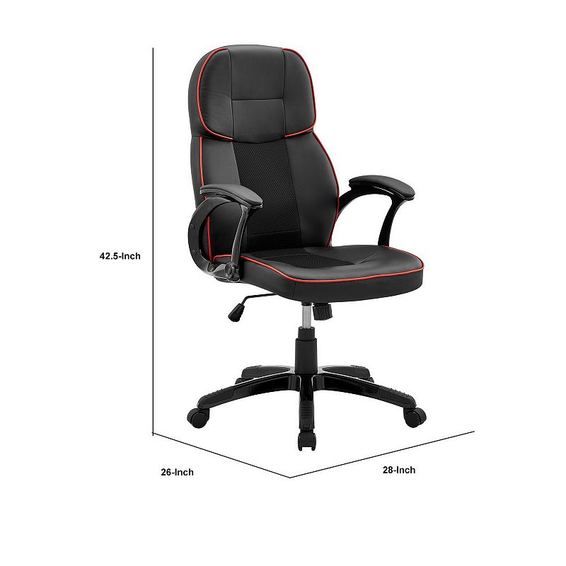 Vic 26 Inch Ergonomic Gaming Office Chair， Red Welt Corded Edges， Black