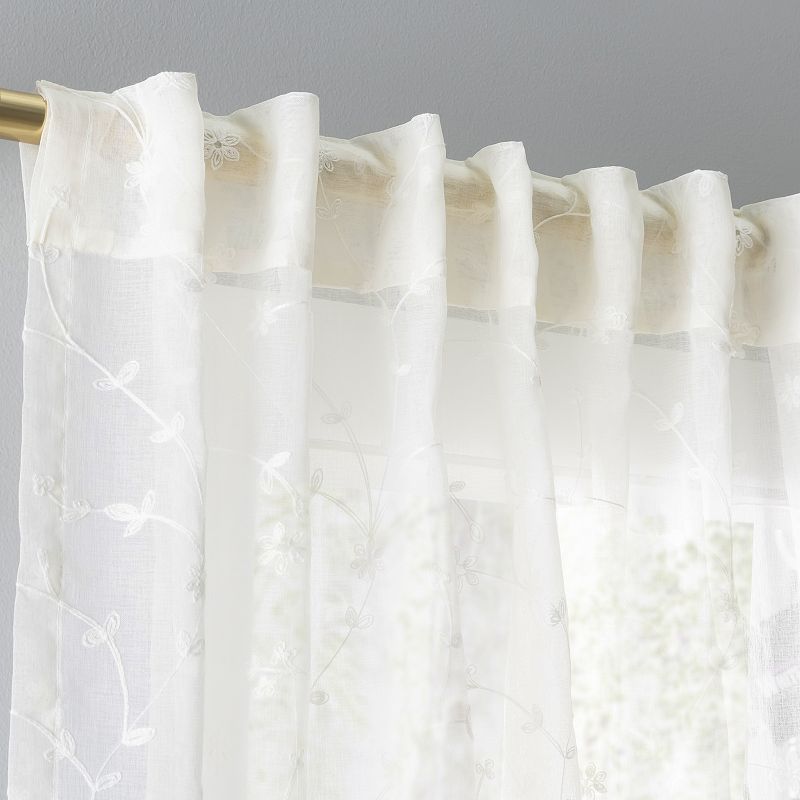 Sheer Blossom Rod Pocket With Back Tab Panel Curtain