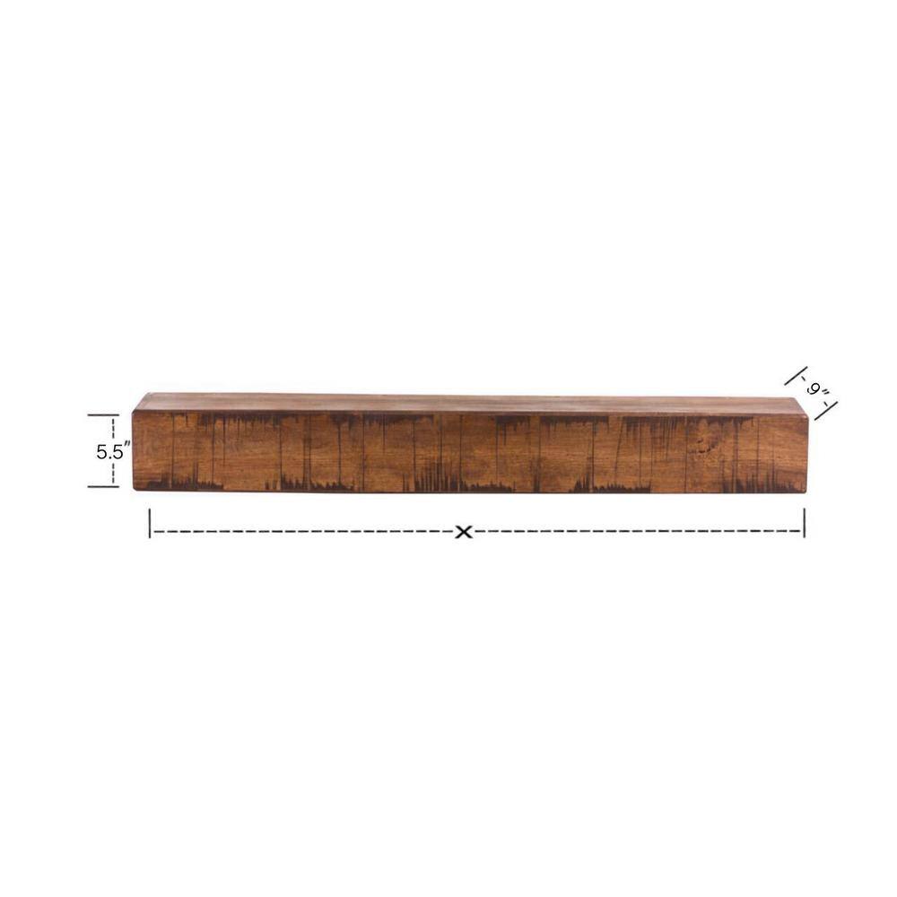 Rustic 36 in. Aged Oak Mantel m-rust-3605-agok-none