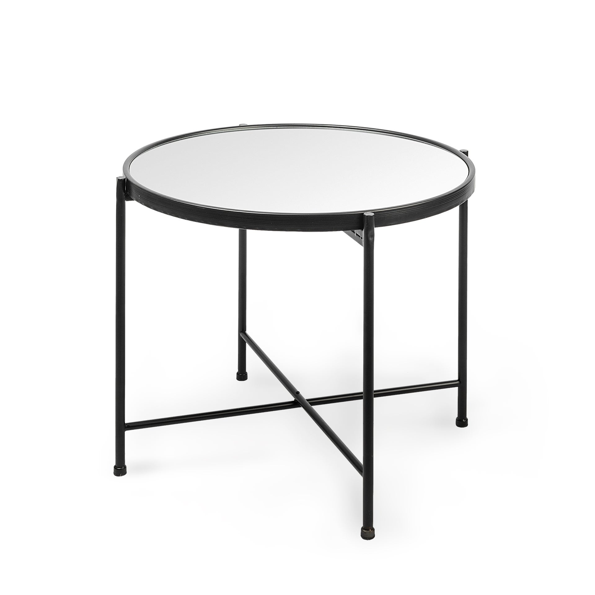 Samantha Black Iron Frame w/ Mirror Top Accent Table