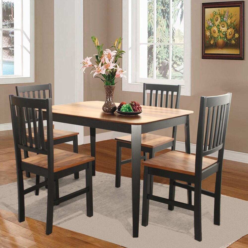 Costway 5 Pcs Mid Century Modern Black 29.5'' Dining Table Set 4