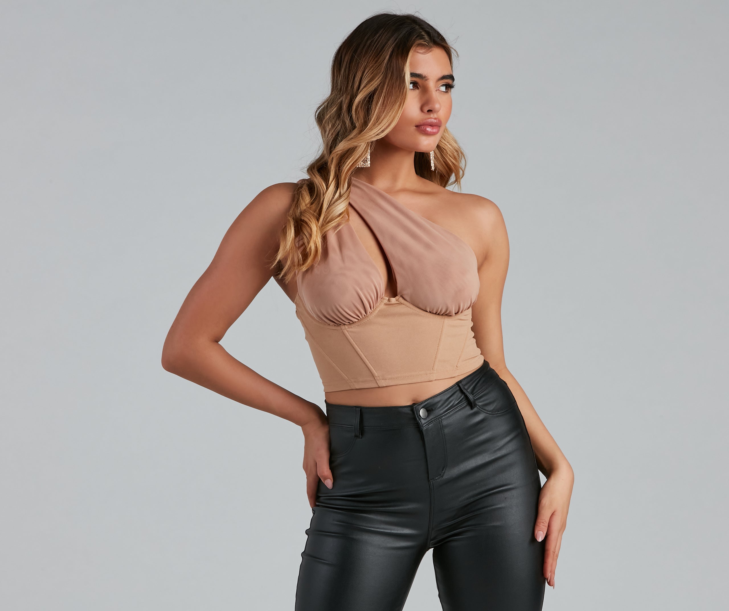 On Point Mesh Ponte Bustier Top