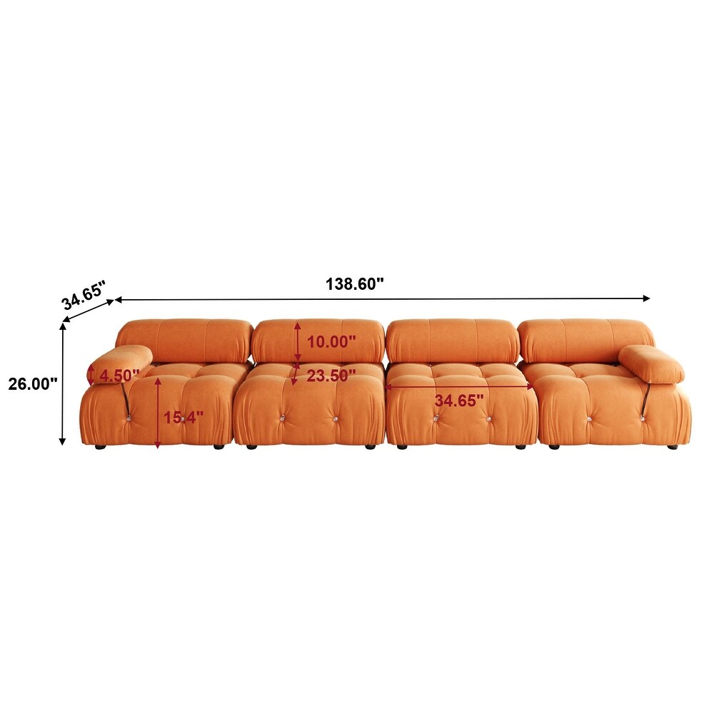 Modern Sectional Sofa Velvet Couch with 3/4 Seats.