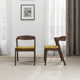 Roxy Mid-Century Modern Dark Yellow Velvet Dining Chair (Set of 2) HMD01869