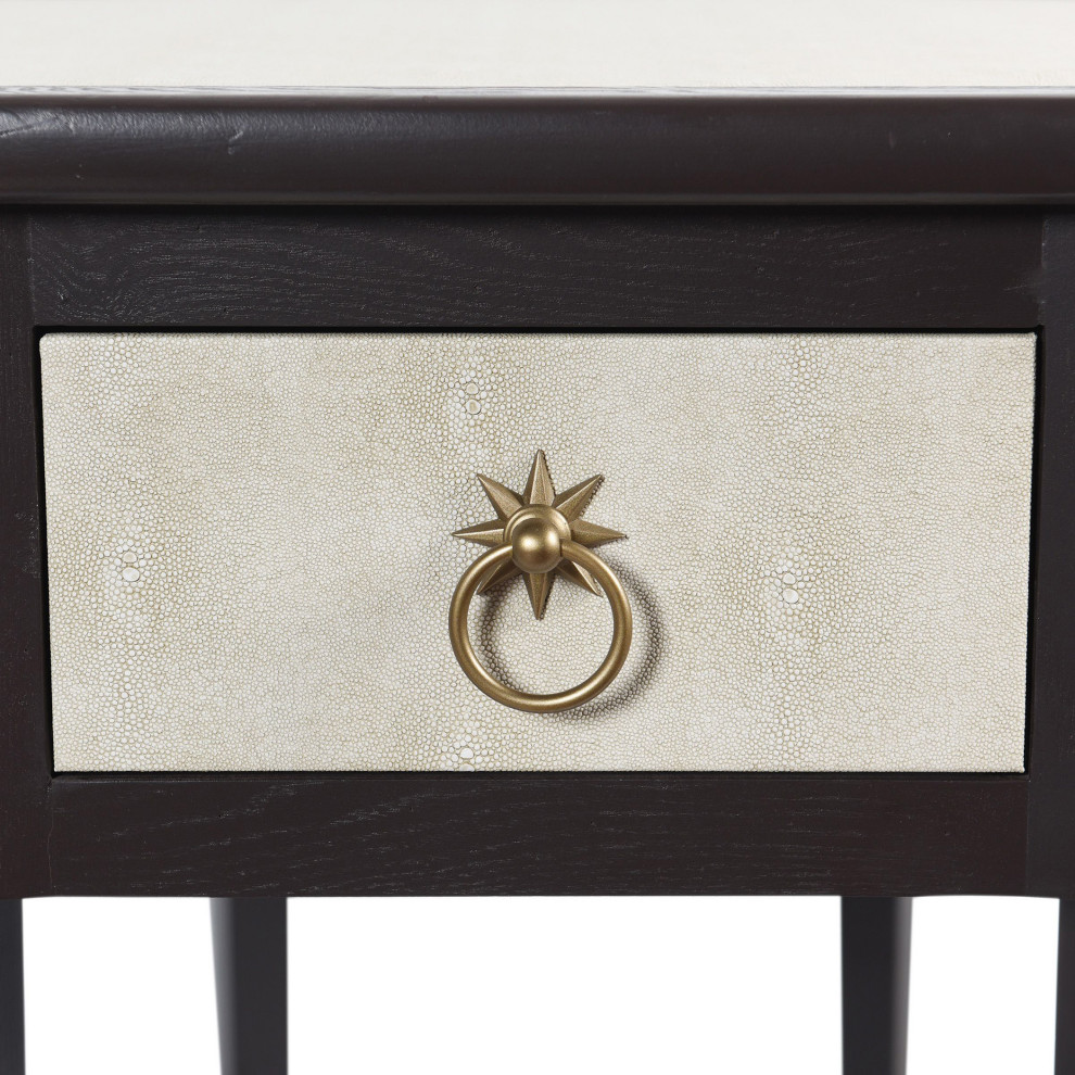 Dann Foley Center Table Ivory Faux Shagreen  Black Veneer Finish   Transitional   Console Tables   by StyleCraft  Houzz