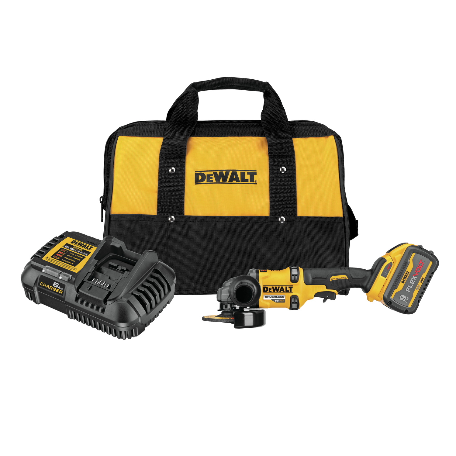 DW Flexvolt 60 V 13 amps Cordless 4-1/2 to 6 in. Grinder Kit (Battery \u0026 Charger)