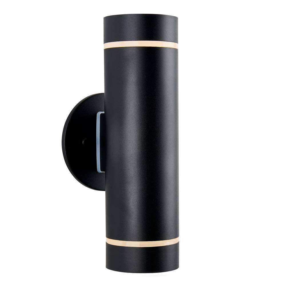 Artika C7 Black Modern Outdoor Hardwired Garage and Porch Light Cylinder Sconce AMP101-CCABL