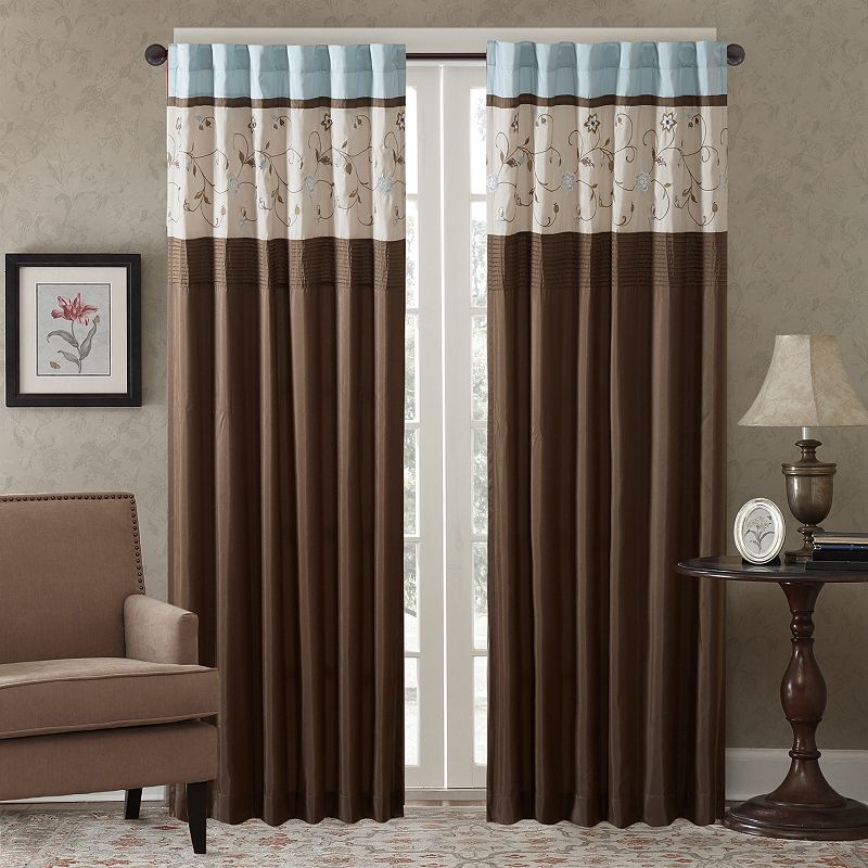 Madison Park 1-Panel Belle Light Filtering Embroidered Rod Pocket Window Curtain