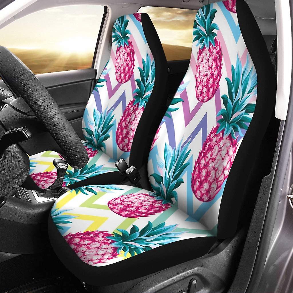 Set Of 2 Car Seat Covers Red Pineapple Universal Auto Front Seats Protector Fits For Car，suv Sedan，truck