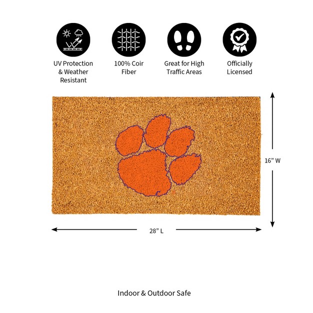 Evergreenncaaclemson Tigers Logo Natural Coir 28 X 16 Inches Indoor Outdoor Doormat