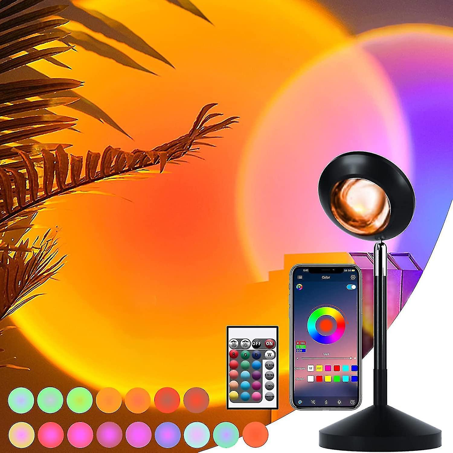 Sunset Light Color 16 Or App Diy Change Light Fluorescent Light Led Rainbow Light Sun Light Night Light Projector Romantic Mood Lighting 180 Rotation