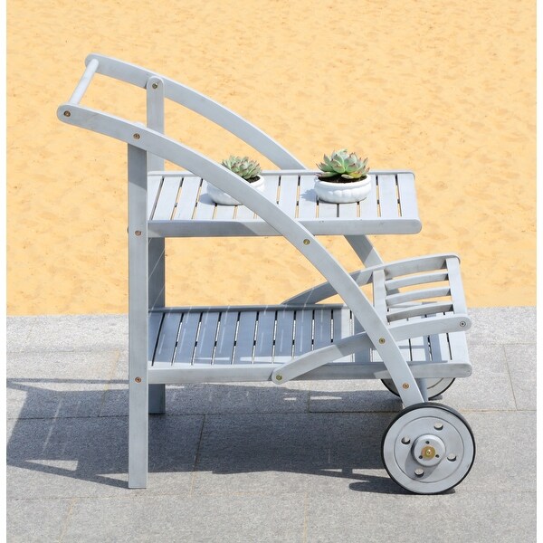 SAFAVIEH Outdoor Living Lodi Grey Wash/Beige Tea Cart