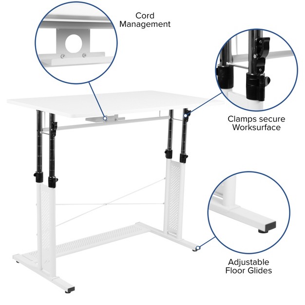 Flash Furniture Height Adjustable 27 25 35 75 quot h Sit To Stand Home Office Desk