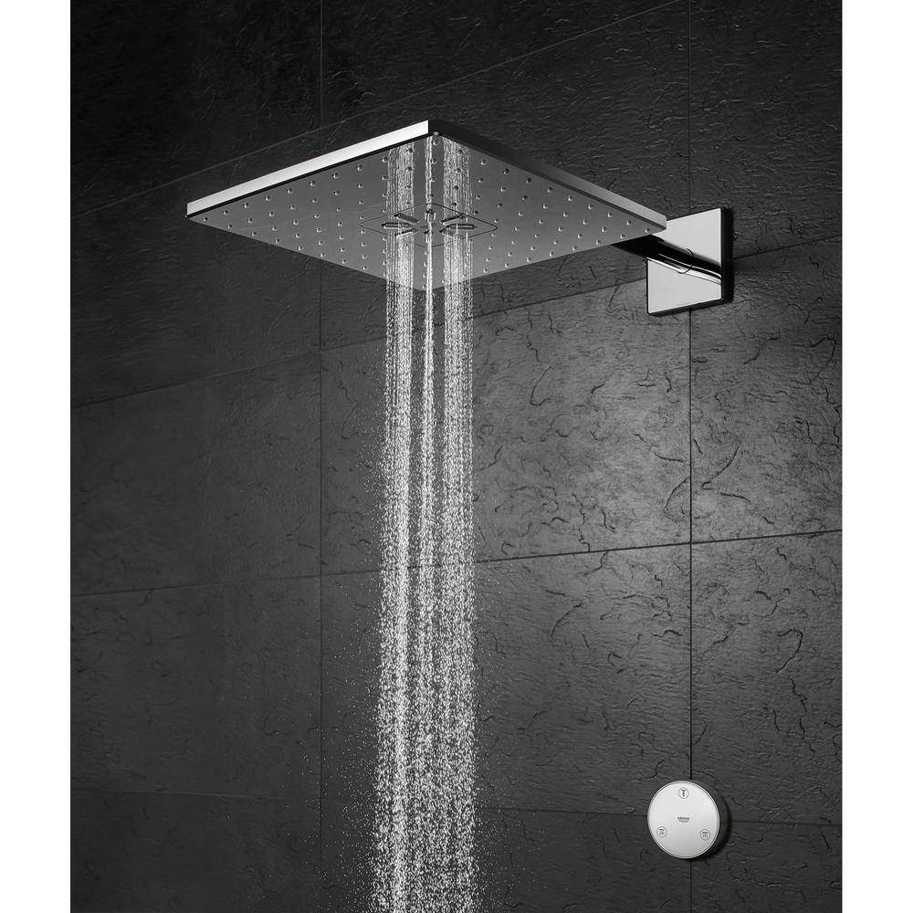 GROHE Rain shower Smartconnect 310 2-Spray with 1.75 GPM 12 in. Wall Mount Fixed Shower Head with Remote in StarLight Chrome 26645000