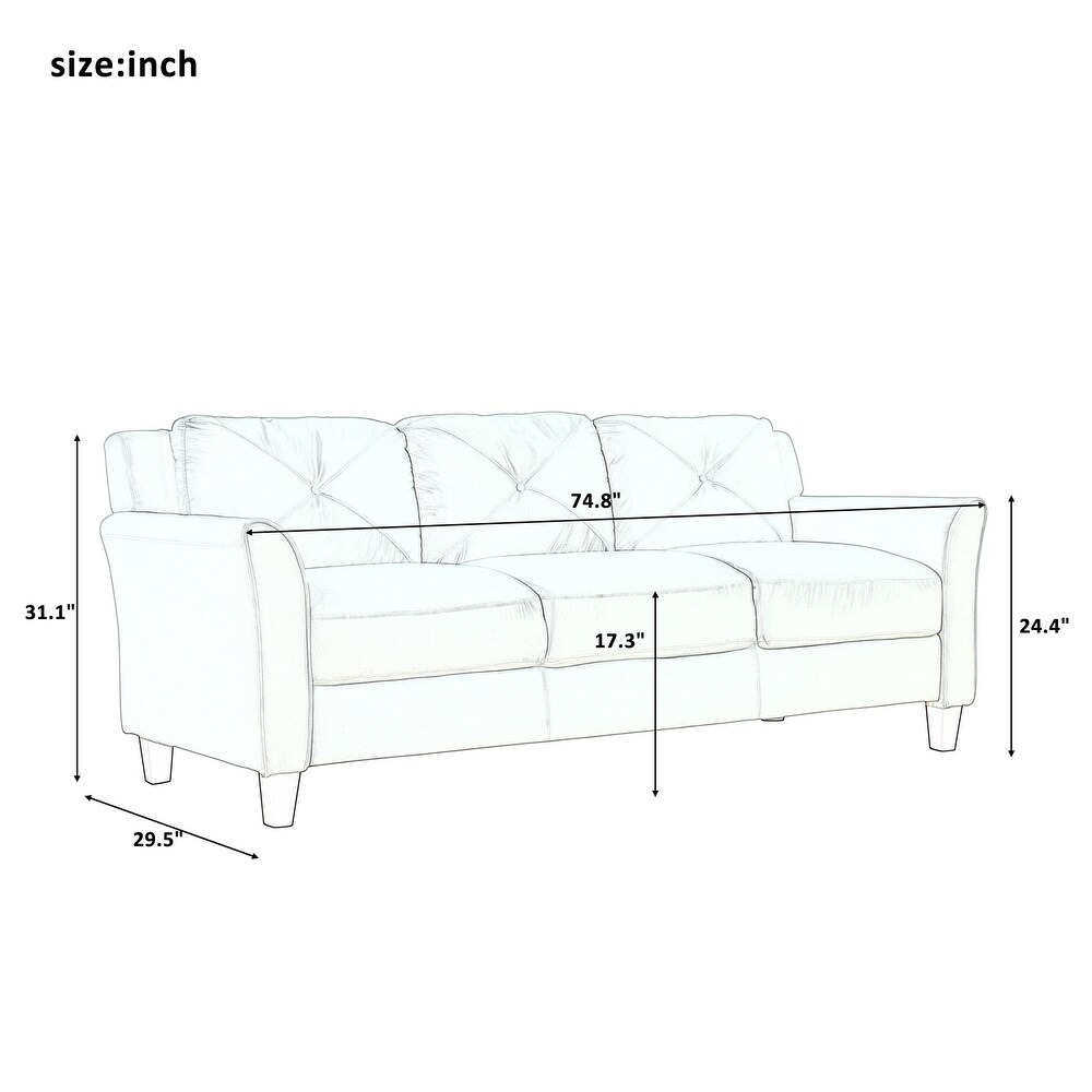 Button Tufted Loveseat Sofa Set (Set of 3)