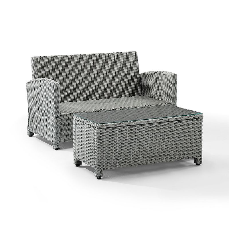 Crosley Bradenton Wicker Loveseat and Coffee Table 2-piece Set