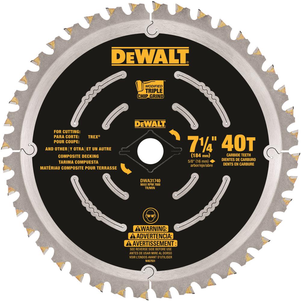 DW 7-1/4-in 40T Composite Deck Blade DWA31740 from DW