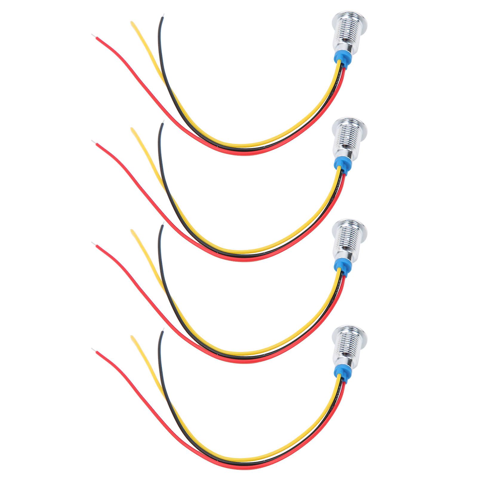 4 Sets Prewired Round Leds Waterproof 2color Indicator Common Cathod 10mm 3-6v(red And Yellow )