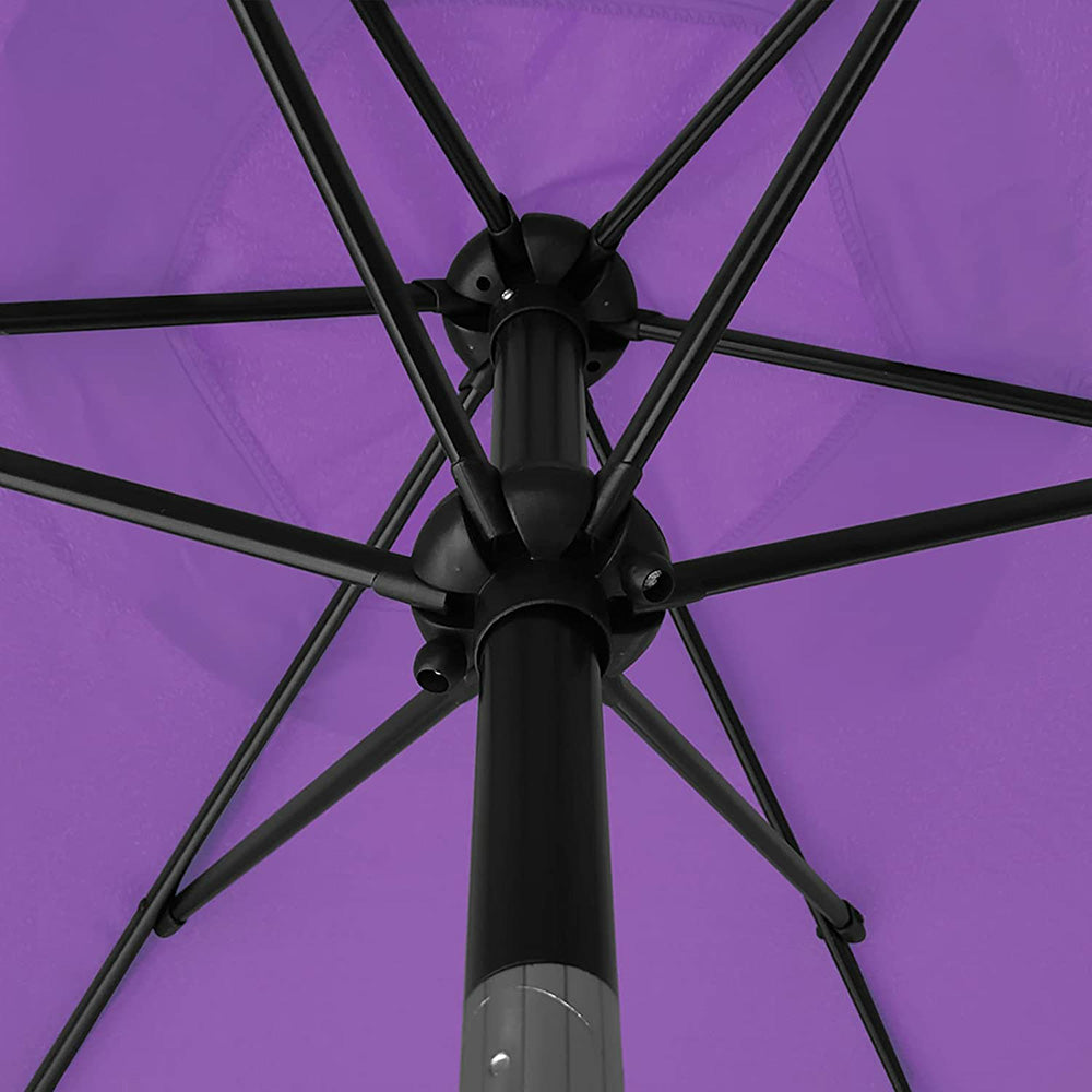 7.5' Patio Umbrella Outdoor Table and Chairs Market Umbrella with Push Button Tilt/Crank, 6 Ribs (Purple)