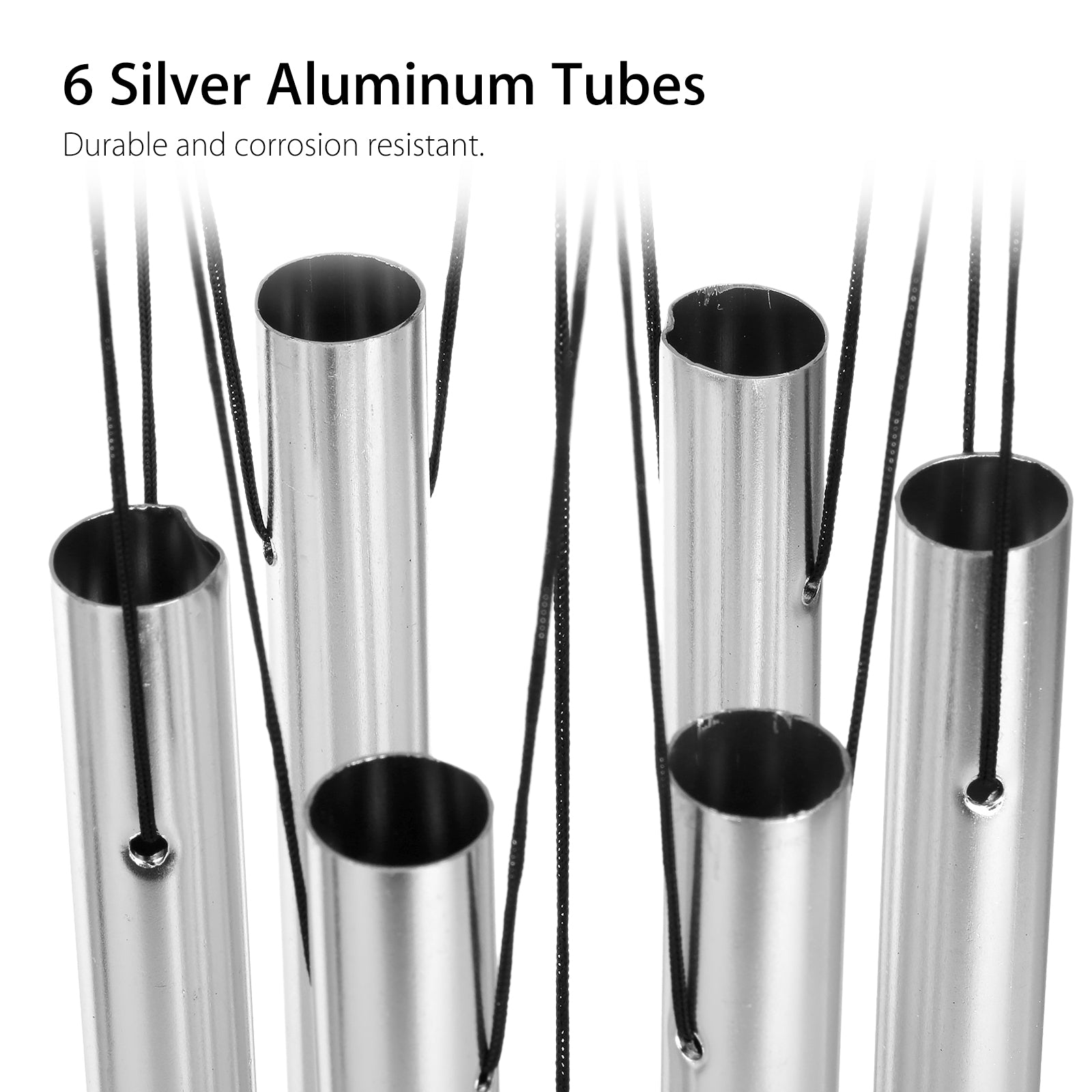 Wind Chimes Outdoor， 6 Aluminum Tubes Hanging Ornament Musical Melody Wind Bell for Patio， Garden and Outdoor Home