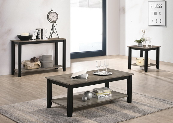 Coffee Table with Open Shelf in Dark Brown and Gre...