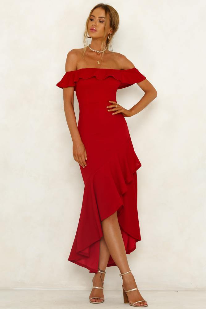 Heart On The Line Maxi Dress Red