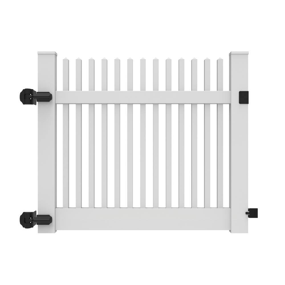 Barrette Outdoor Living Yukon Straight 5 ft. W x 4 ft. H White Vinyl Un-Assembled Fence Gate 73014744