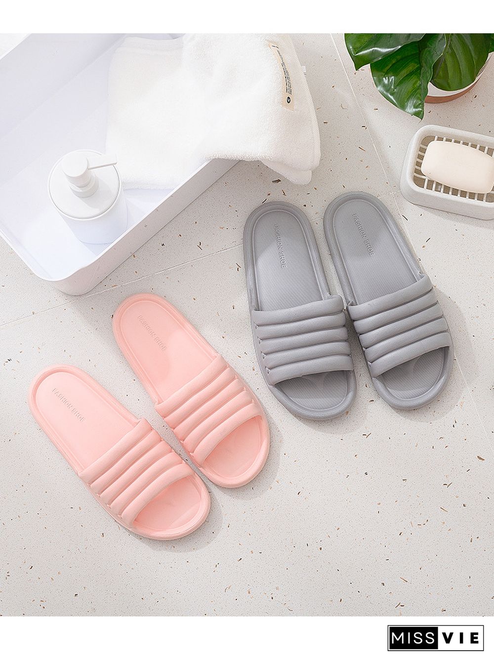 Fashion House Slippers EVA Soft Sole Slide Sandals Men Women Indoor Comfortable Non-slip Home Shower Slippers