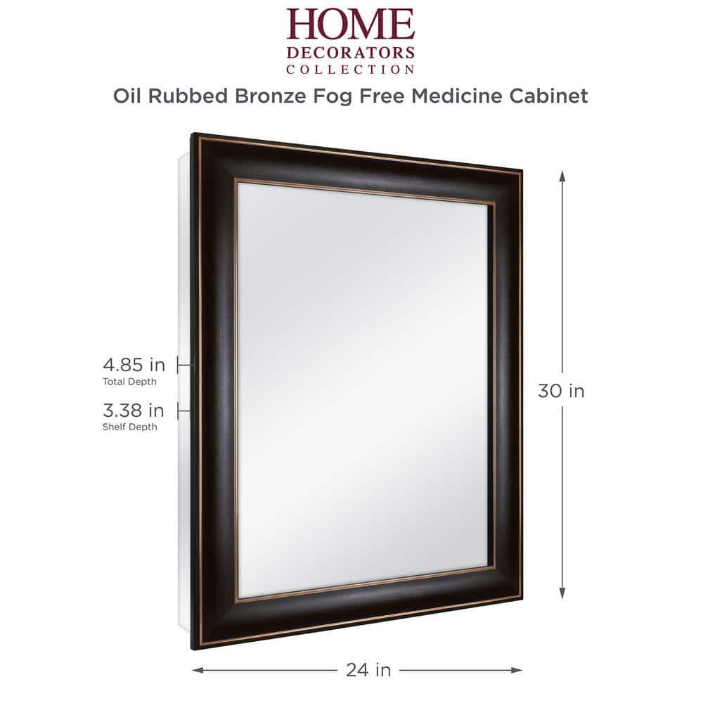 Home Decorators Collection 24 in x 30 in Fog Free Recessed or Surface Mount Medicine Cabinet in Oil Rubbed Bronze with Mirror