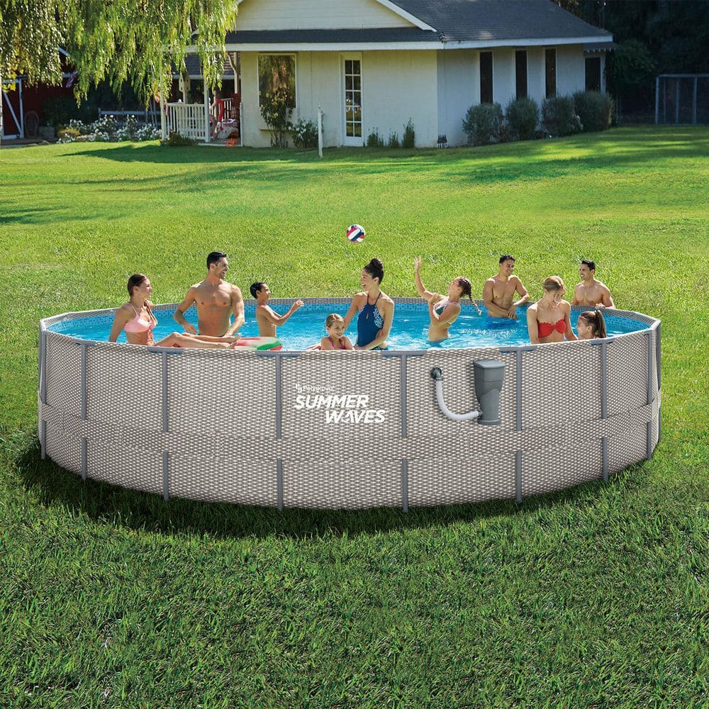 Summer Waves Active 20 ft. x 48 in. Above Ground Round Frame Swimming Pool Set with Pump P2D02048B