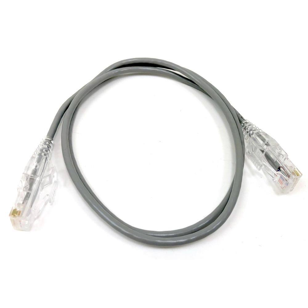 Micro Connectors Inc 3 ft. CAT 6A 10 Gbps UTP 28 AWG Ultra Slim Ethernet Cable Gray (5-Pack) E09-003-SL5