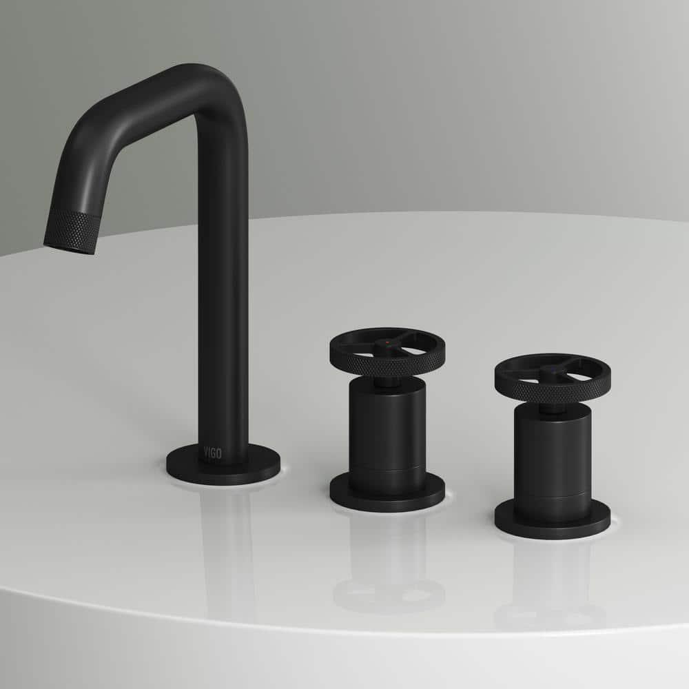 VIGO Cass Two Handle ThreeHole Widespread Bathroom Faucet in Matte Black