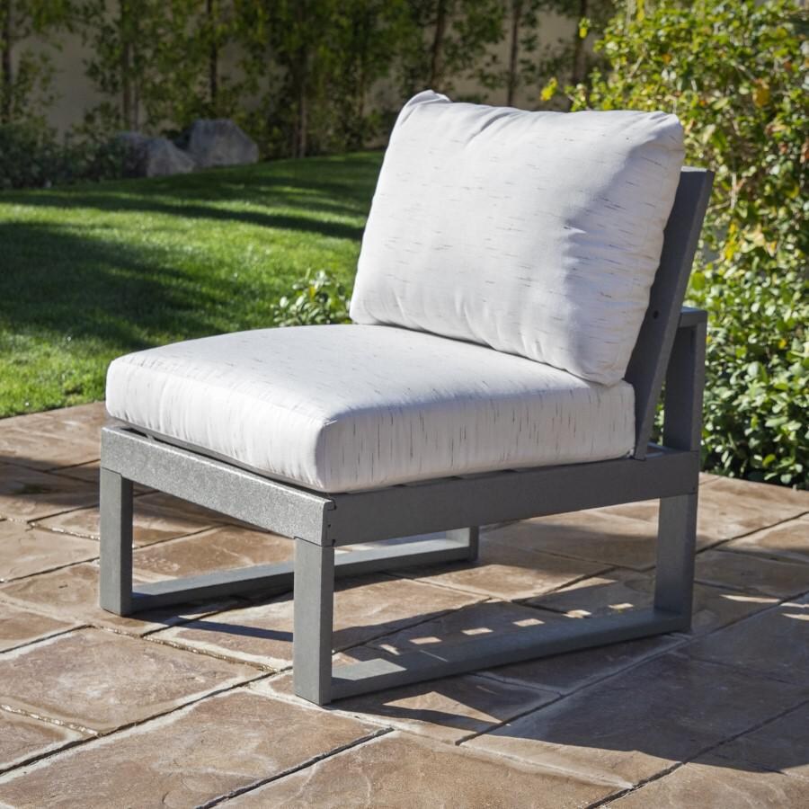 POLYWOOD Modular Armless Chair in Slate Grey / Natural Linen