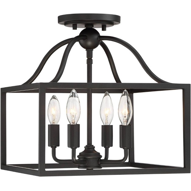 Wide Black 4 light Square Cage For Bedroom Living Room Kitchen