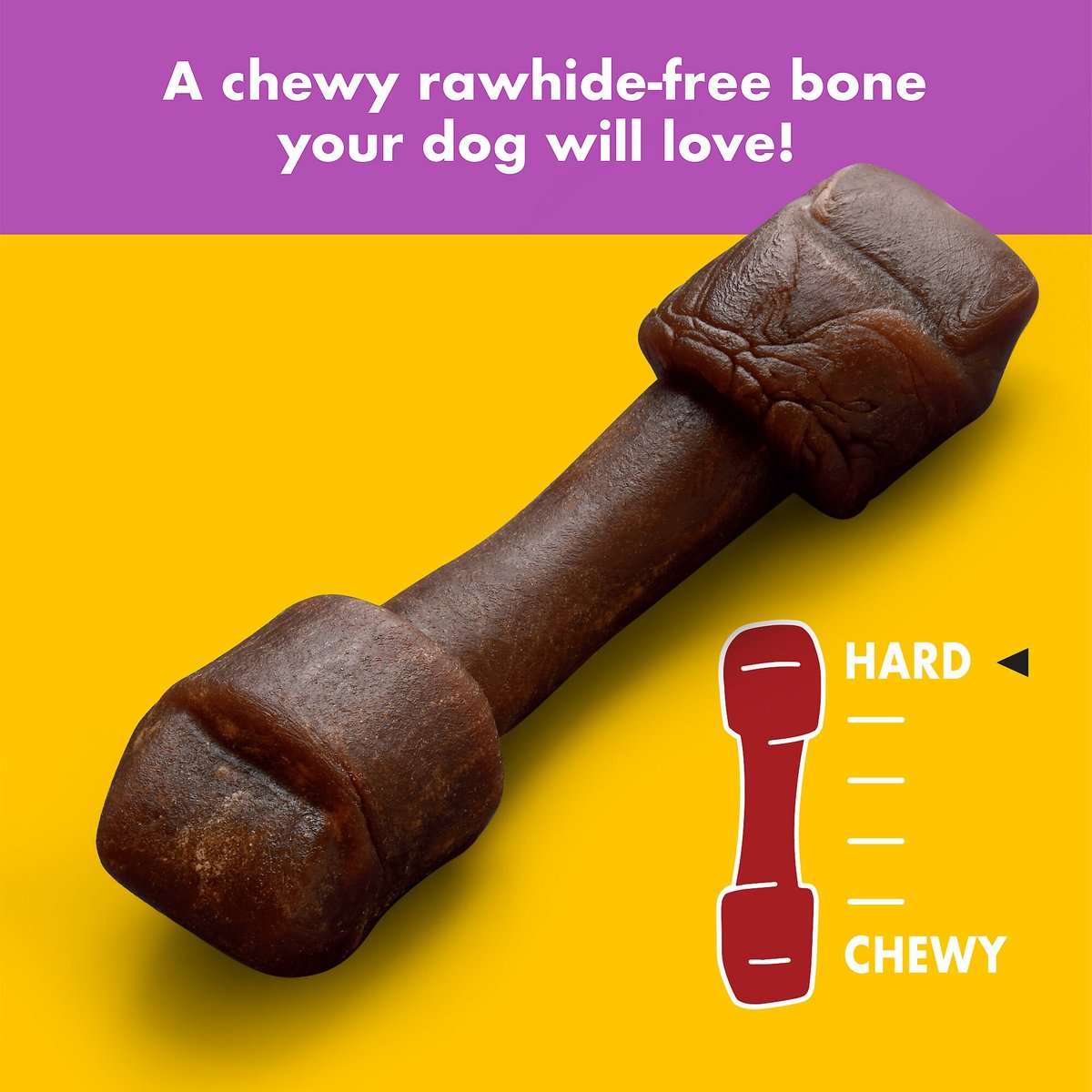 Chewsday Bacony Sizzle Chew Bones Rawhide-Free Dog Hard Chews， 7 count， Small