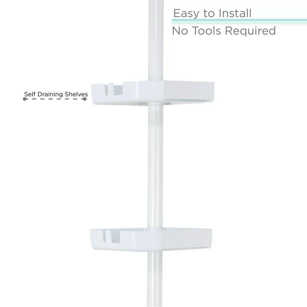 Dyiom 4 Shelf Tension Corner Shower Organizer Shower Caddy in White 279143817