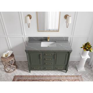 Willow Collections Hudson 48 in. W x 22 in. D x 36 in. H Bath Vanity in Pewter Green with 2 in. Piatra Gray Quartz Top HDSN_PGN_PT_GR_48S