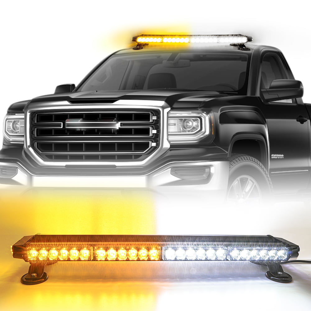 LE-JX 54LED Amber/White Emergency Traffic Advisor Double Side Flashing Warning Strobe Light Bar